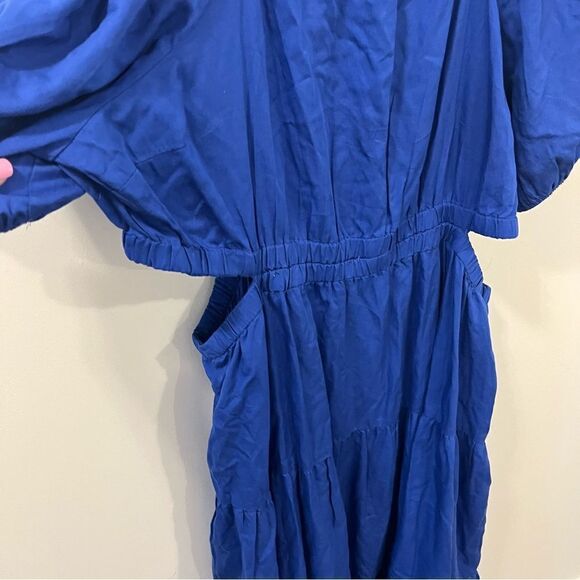 The Drop Anaya Maxi Dress | Square Neck, Cut-Out, Tiered, 3X, Dazzling Blue - Picture 7 of 13